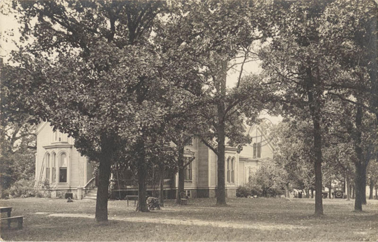 Postcard view of Nestlerest on Lake Zurich among mature trees